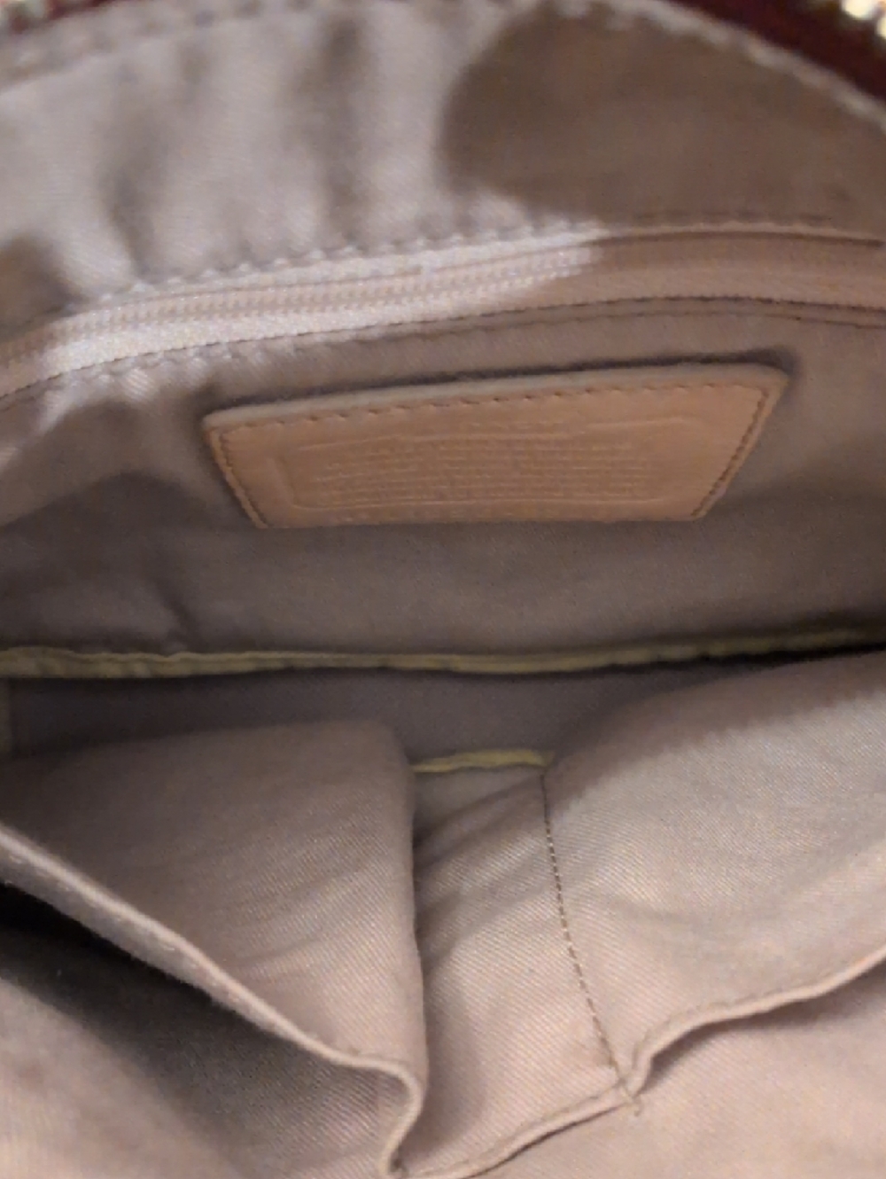 Coach Orange and Pink Stripe Canvas Shoulder Bag with Cream Trim - Picture 10 of 16